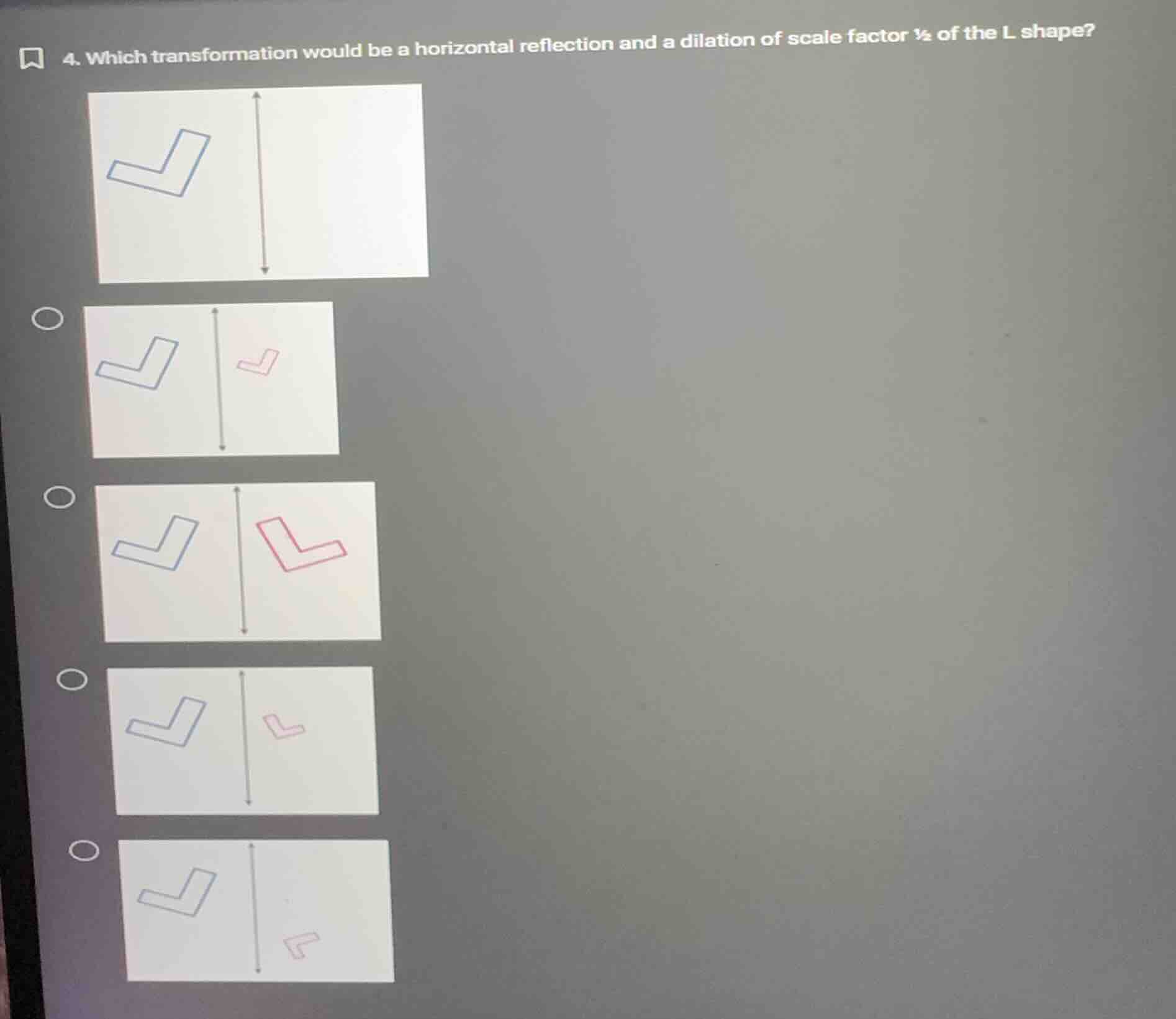 4. which transformation would be a horizontal reflection and a dilation…