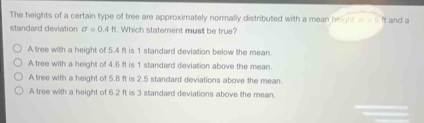 the heights of a certain type of tree are approximately normally distri…