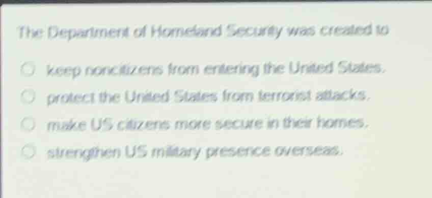 the department of homeland security was created to keep noncitizens fro…