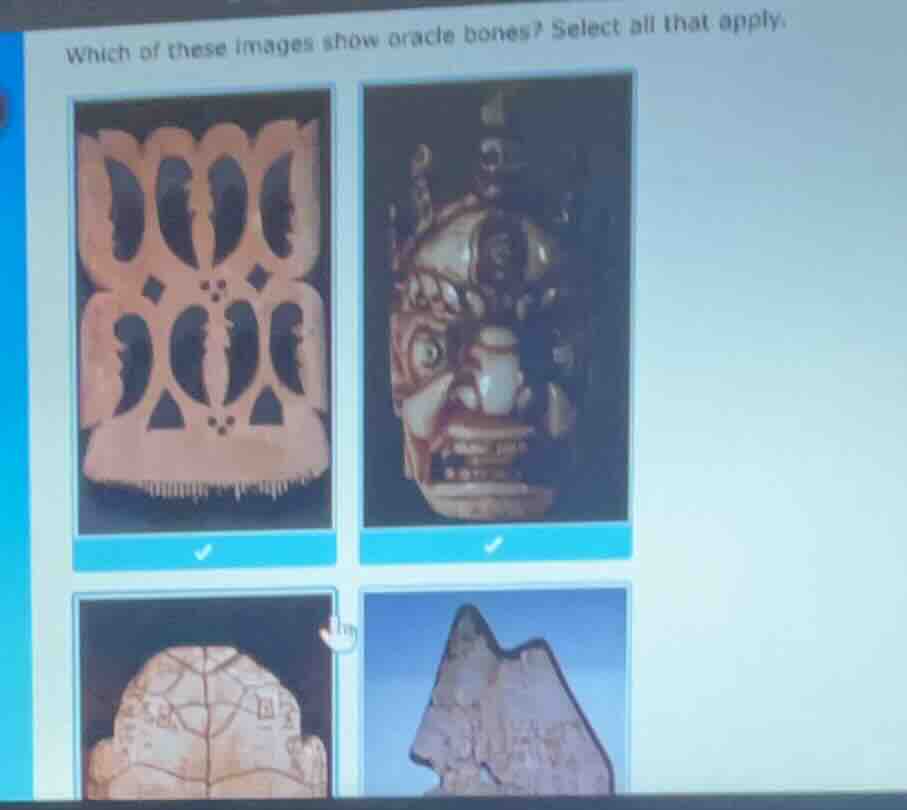 which of these images show oracle bones? select all that apply.