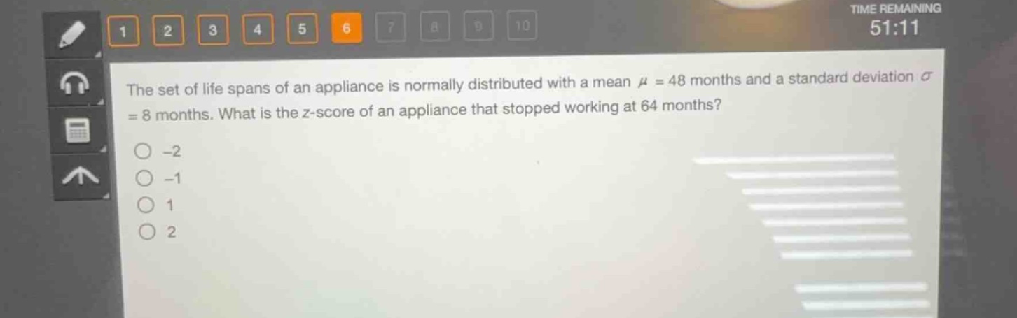 the set of life spans of an appliance is normally distributed with a me…