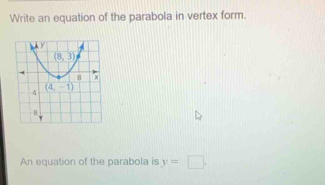write an equation of the parabola in vertex form. an equation of the pa…