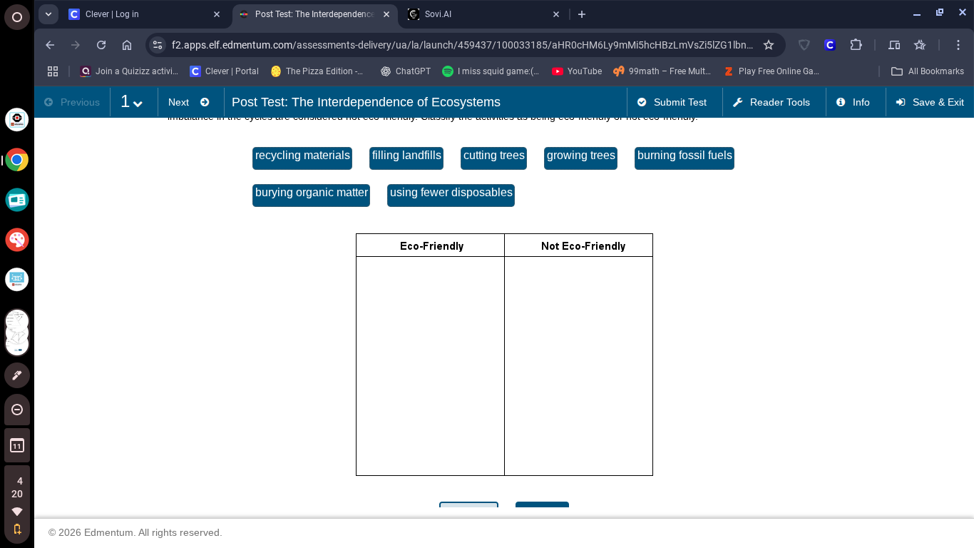 post test: the interdependence of ecosystems recycling materials, filli…