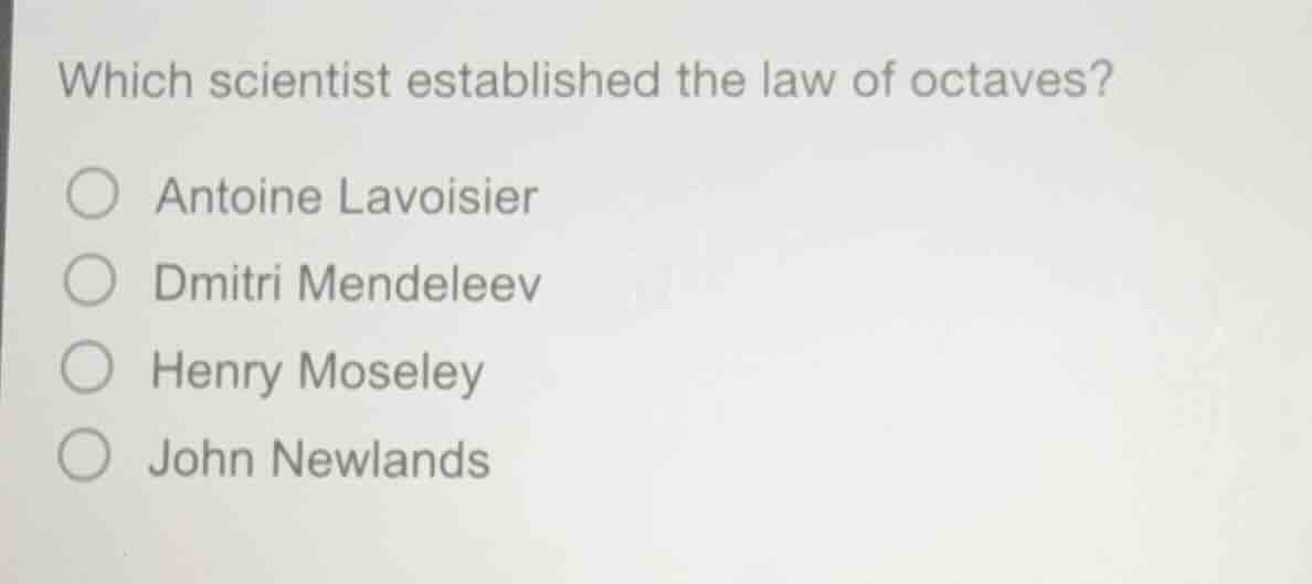 which scientist established the law of octaves? antoine lavoisier dmitr…