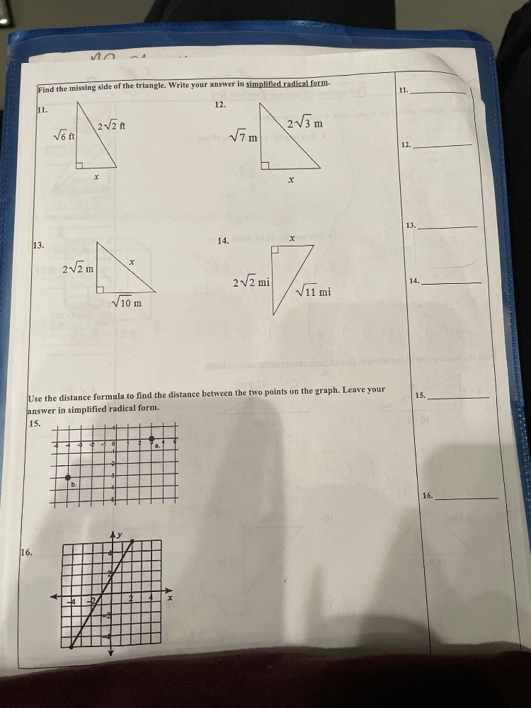 find the missing side of the triangle. write your answer in simplified …