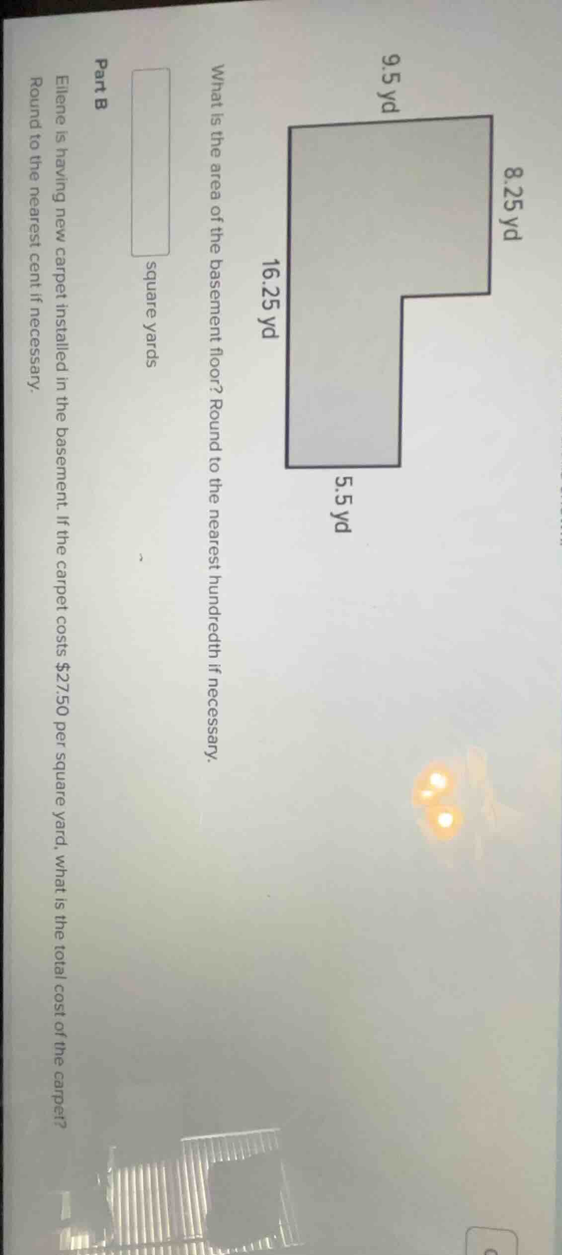 what is the area of the basement floor? round to the nearest hundredth …