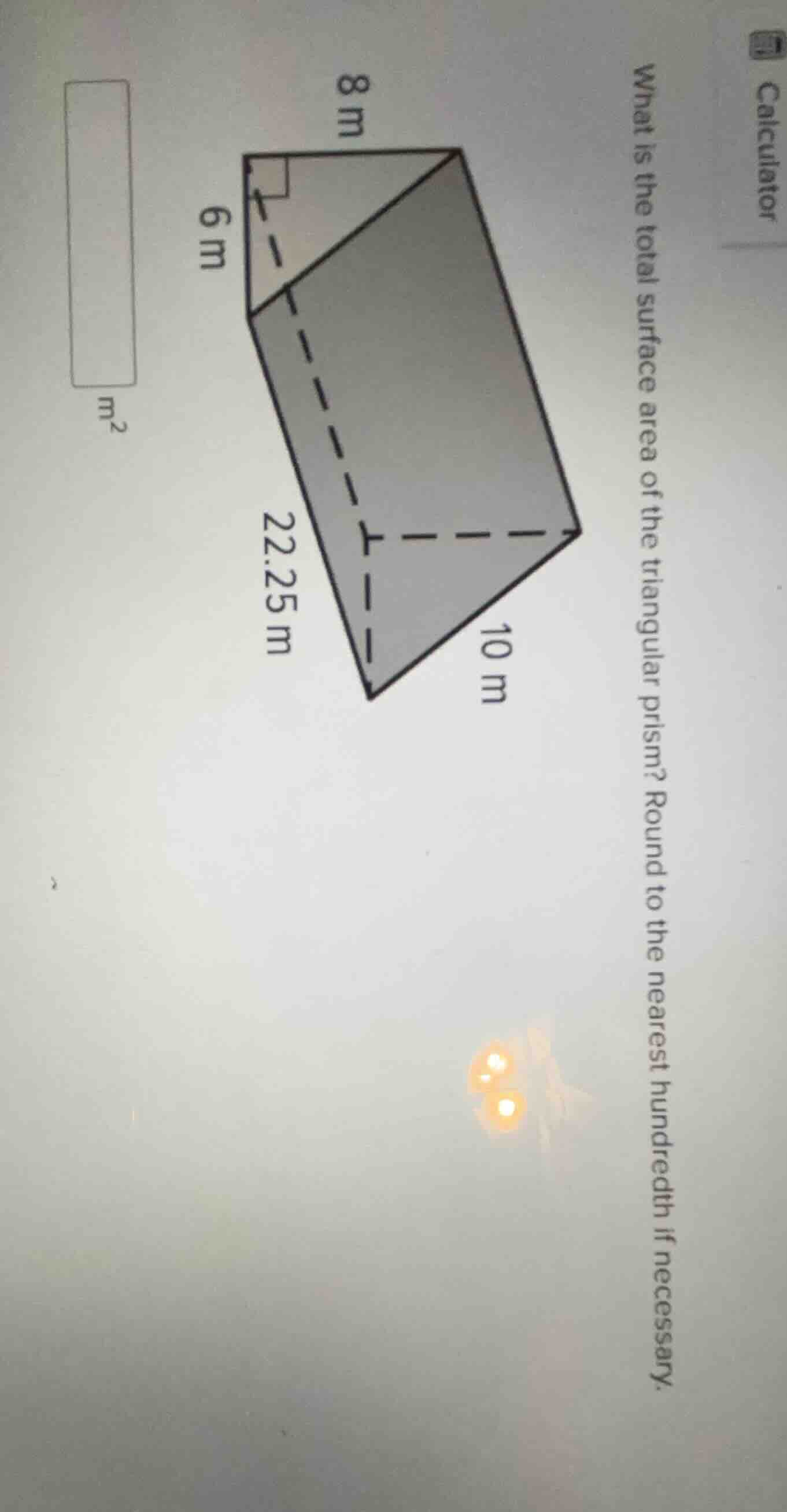 what is the total surface area of the triangular prism? round to the ne…