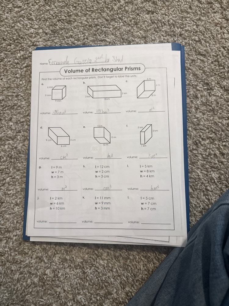 name:volume of rectangular prismsfind the volume of each rectangular pr…