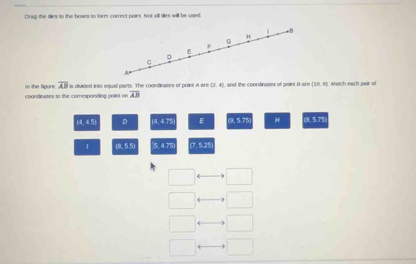 drag the tiles to the boxes to form correct pairs. not all tiles will b…