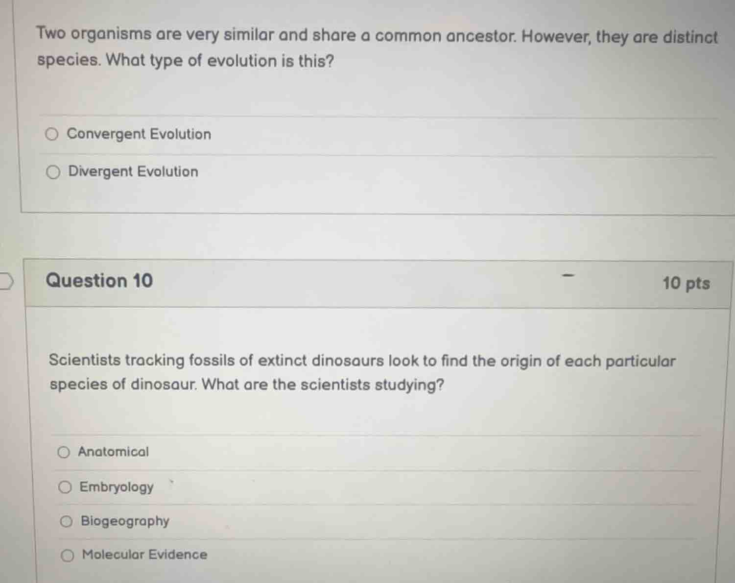 two organisms are very similar and share a common ancestor. however, th…