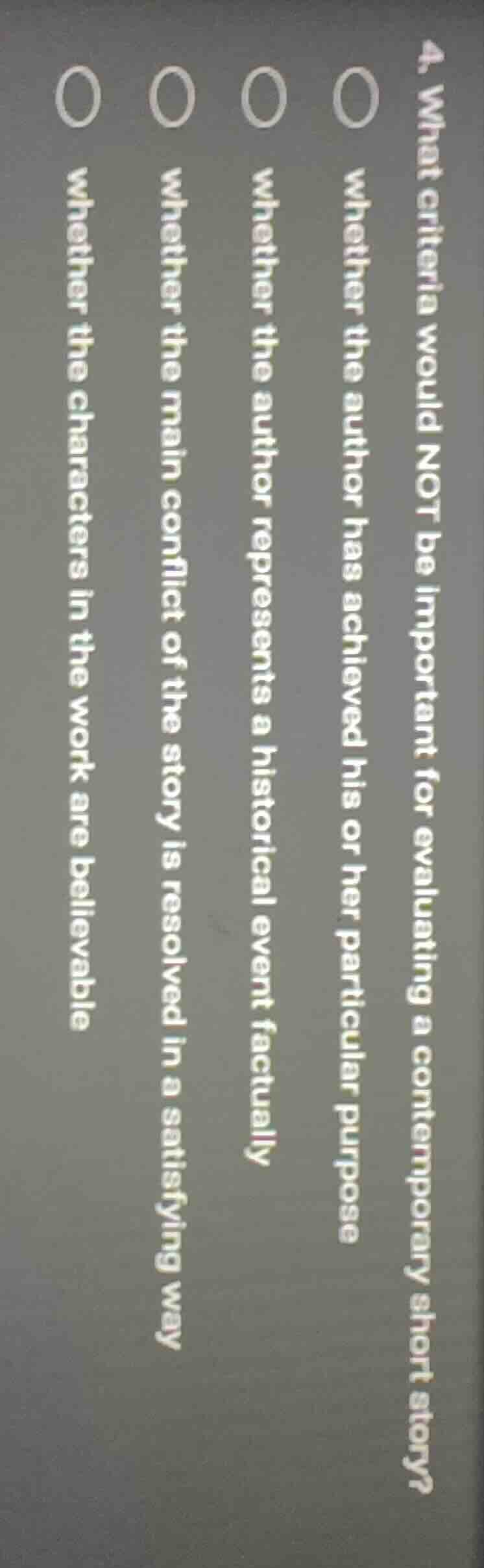 4. what criteria would not be important for evaluating a contemporary s…