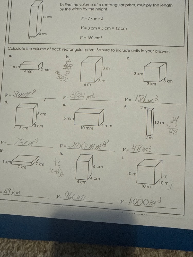 to find the volume of a rectangular prism, multiply the length by the w…