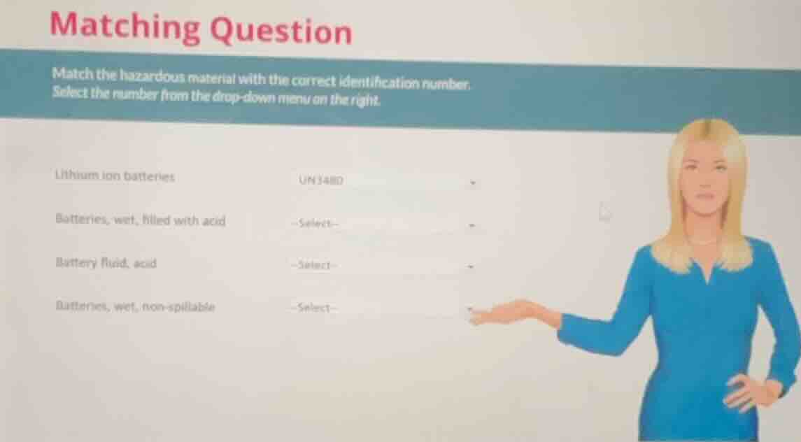 matching question match the hazardous material with the correct identif…