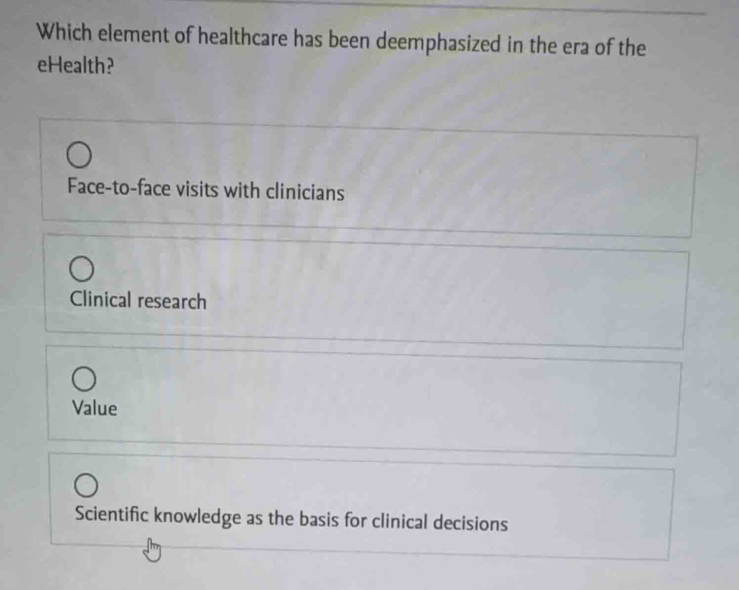 which element of healthcare has been deemphasized in the era of the ehe…