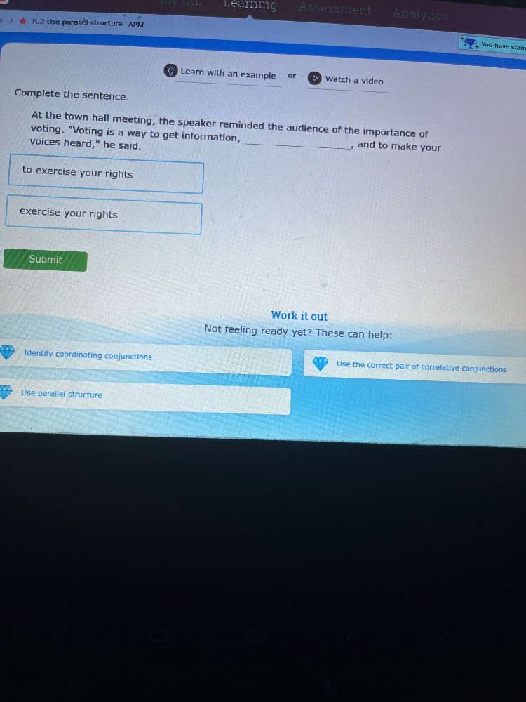 r.2 use parallel structure apm learn with an example or watch a video c…