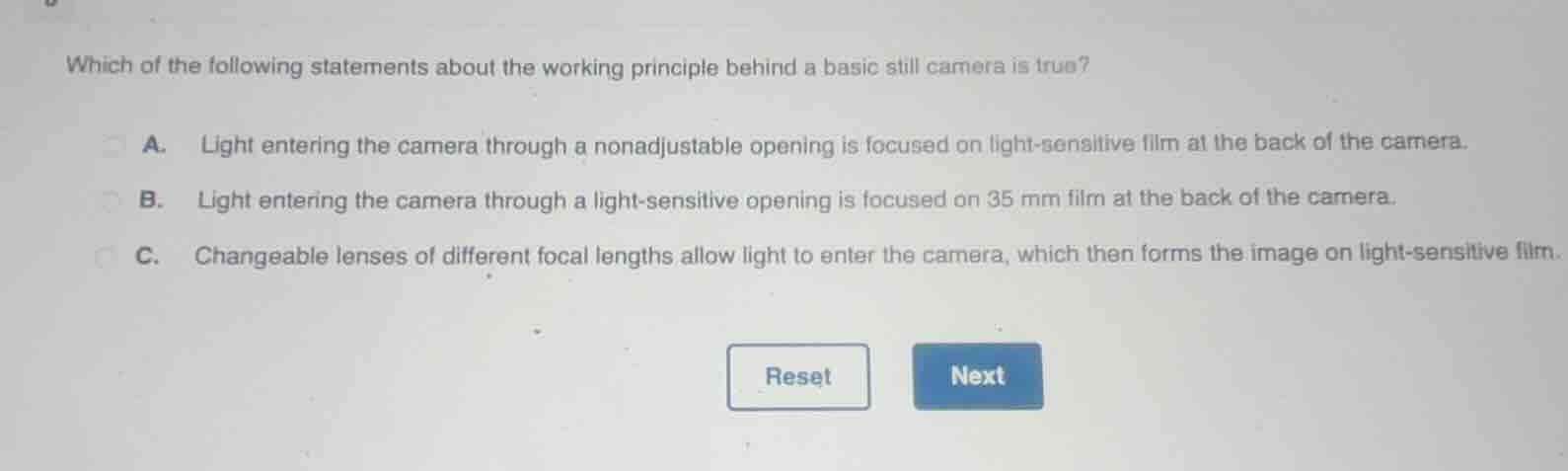 which of the following statements about the working principle behind a …