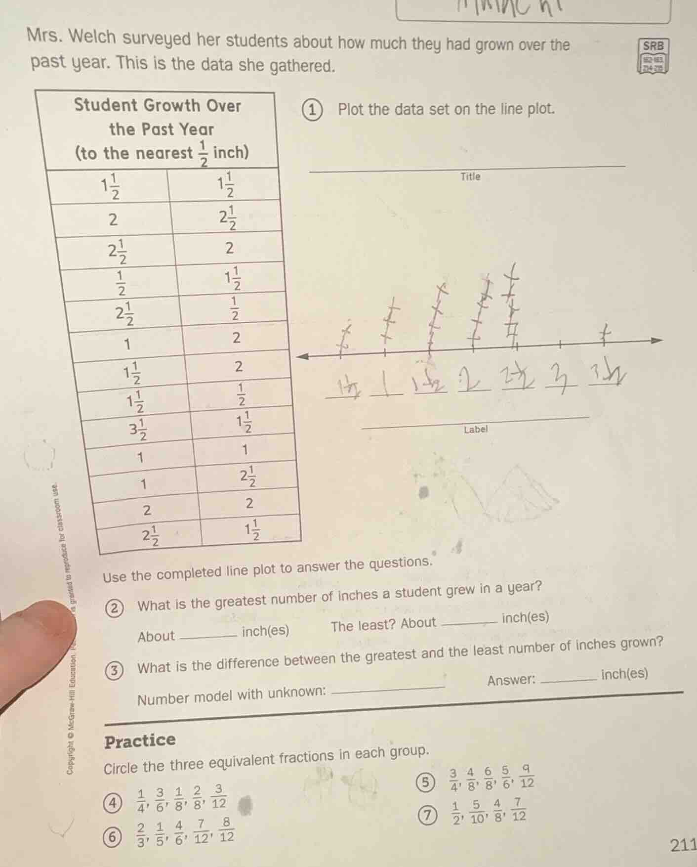 mrs. welch surveyed her students about how much they had grown over the…
