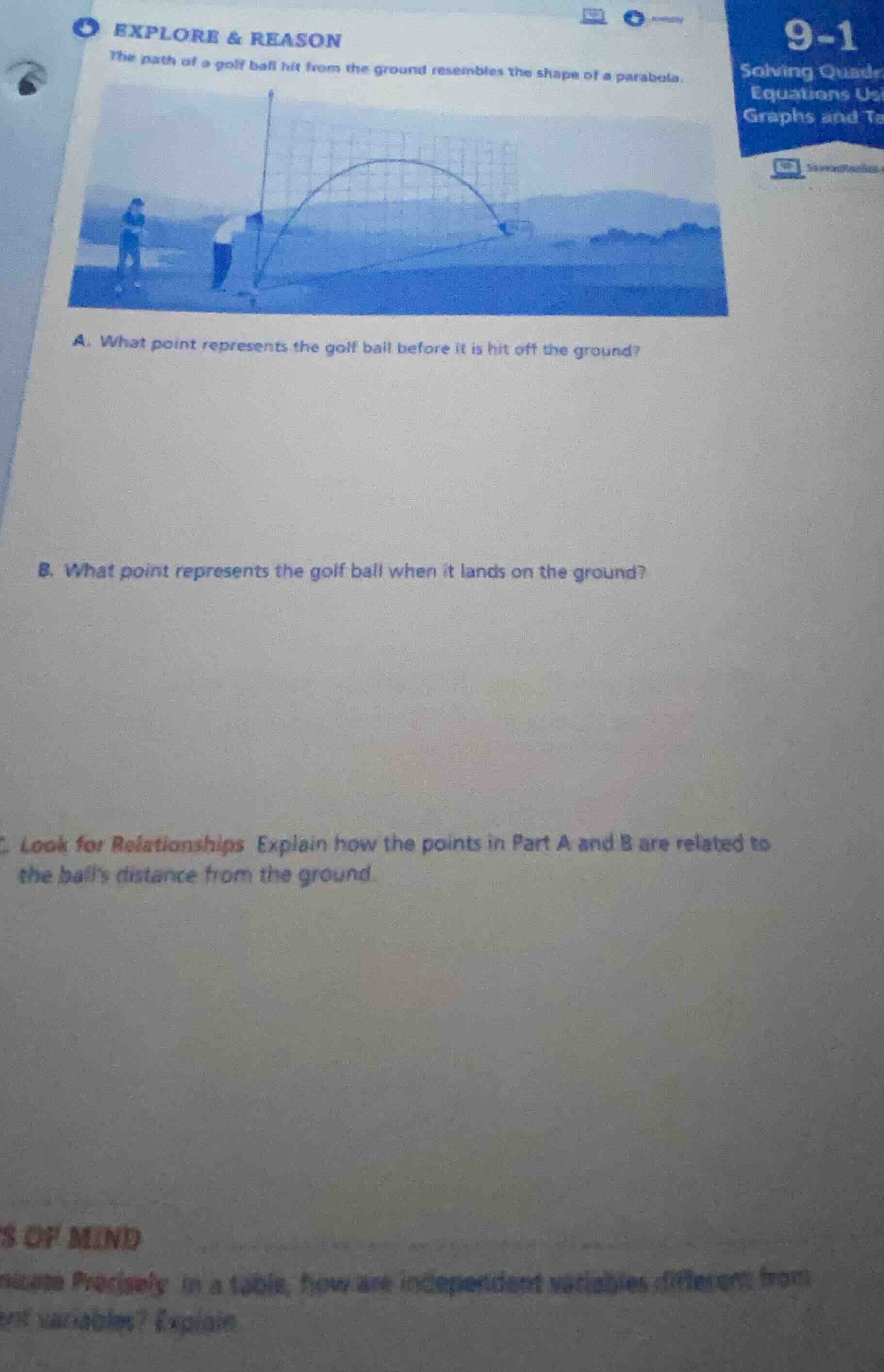 explore & reason the path of a golf ball hit from the ground resembles …