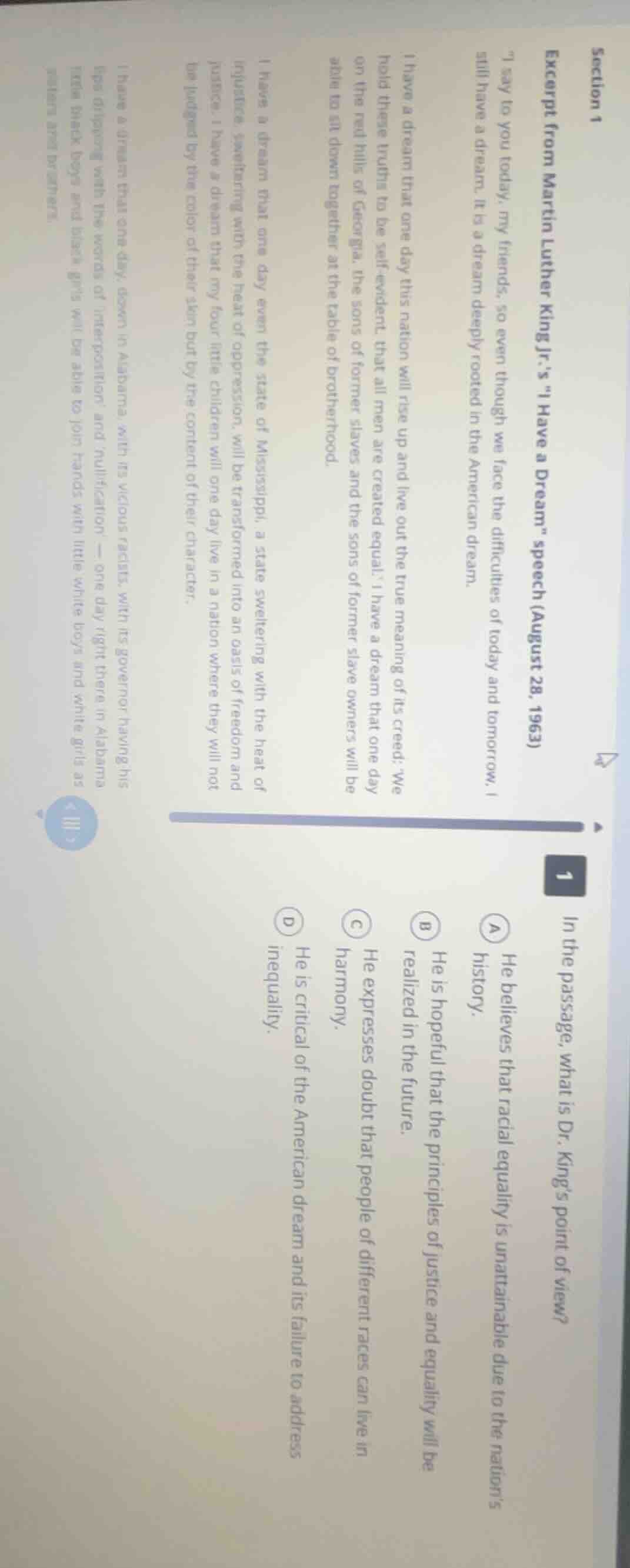 section 1excerpt from martin luther king jr.s \i have a dream\ speech (…