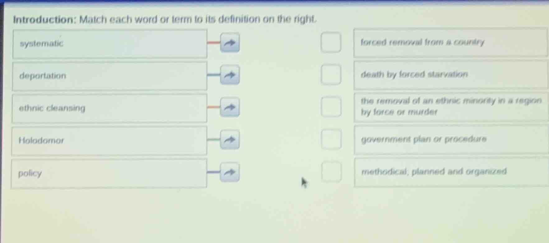 introduction: match each word or term to its definition on the right. s…