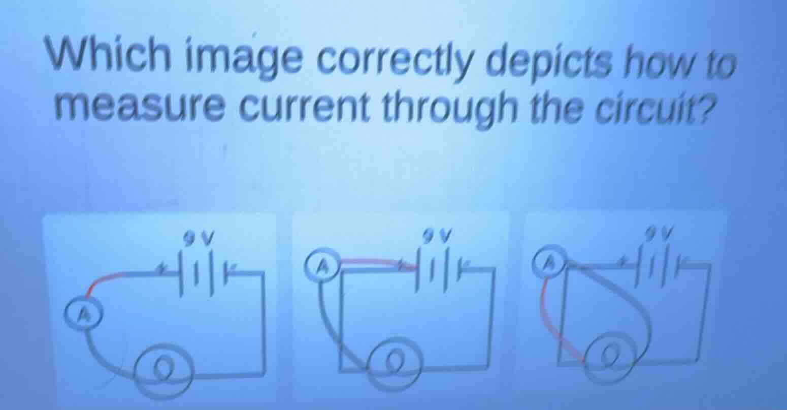 which image correctly depicts how to measure current through the circui…