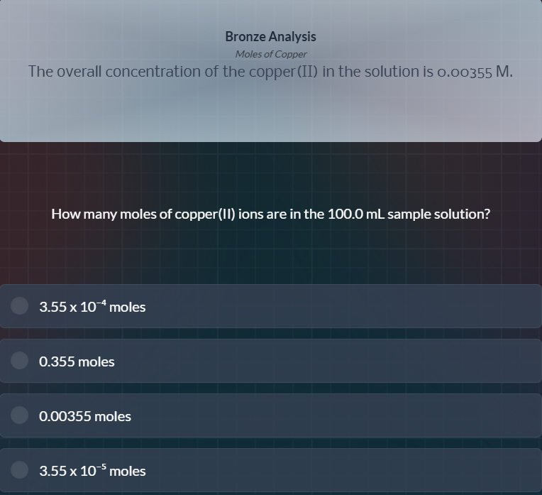 bronze analysis moles of copper the overall concentration of the copper…