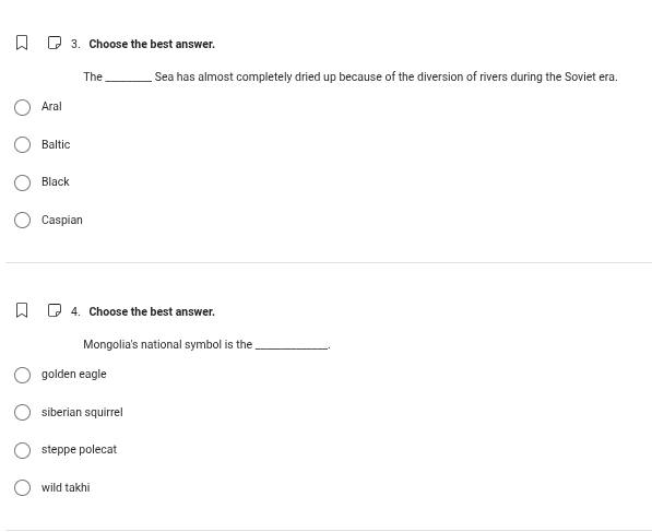3. choose the best answer. the ______ sea has almost completely dried u…