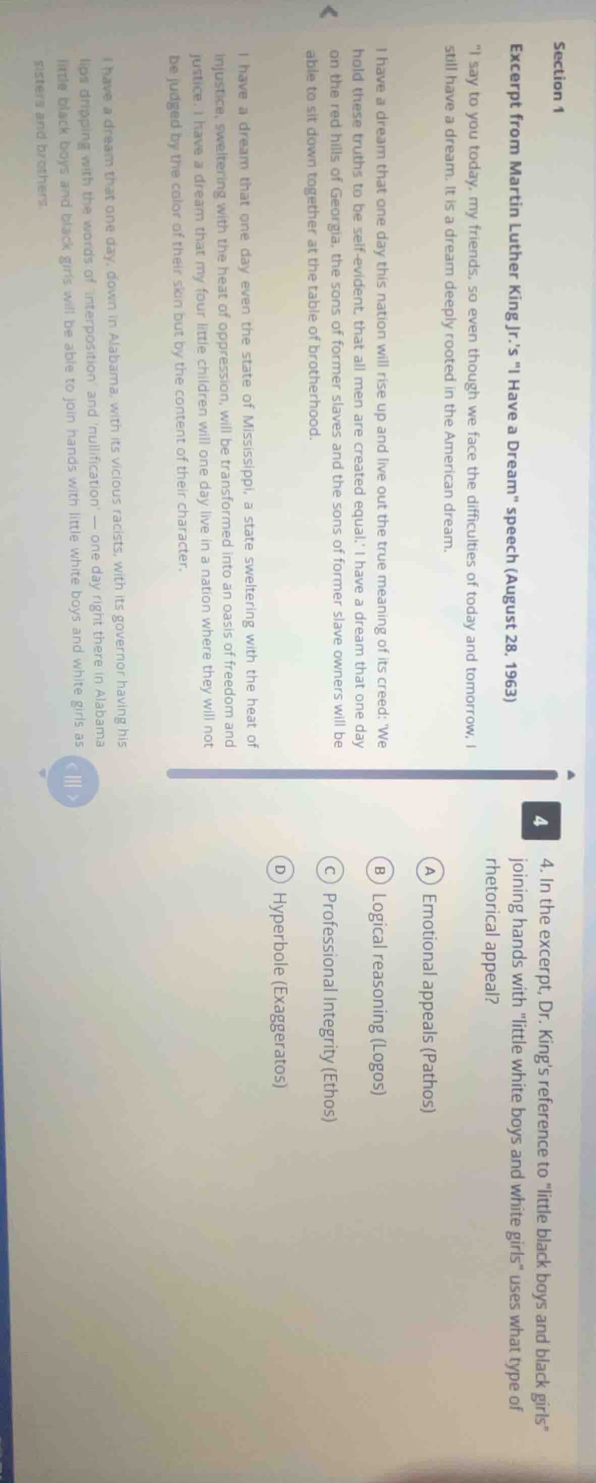 section 1excerpt from martin luther king jr.s \i have a dream\ speech (…