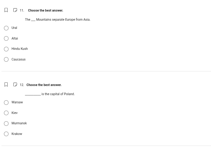 11. choose the best answer. the __ mountains separate europe from asia.…