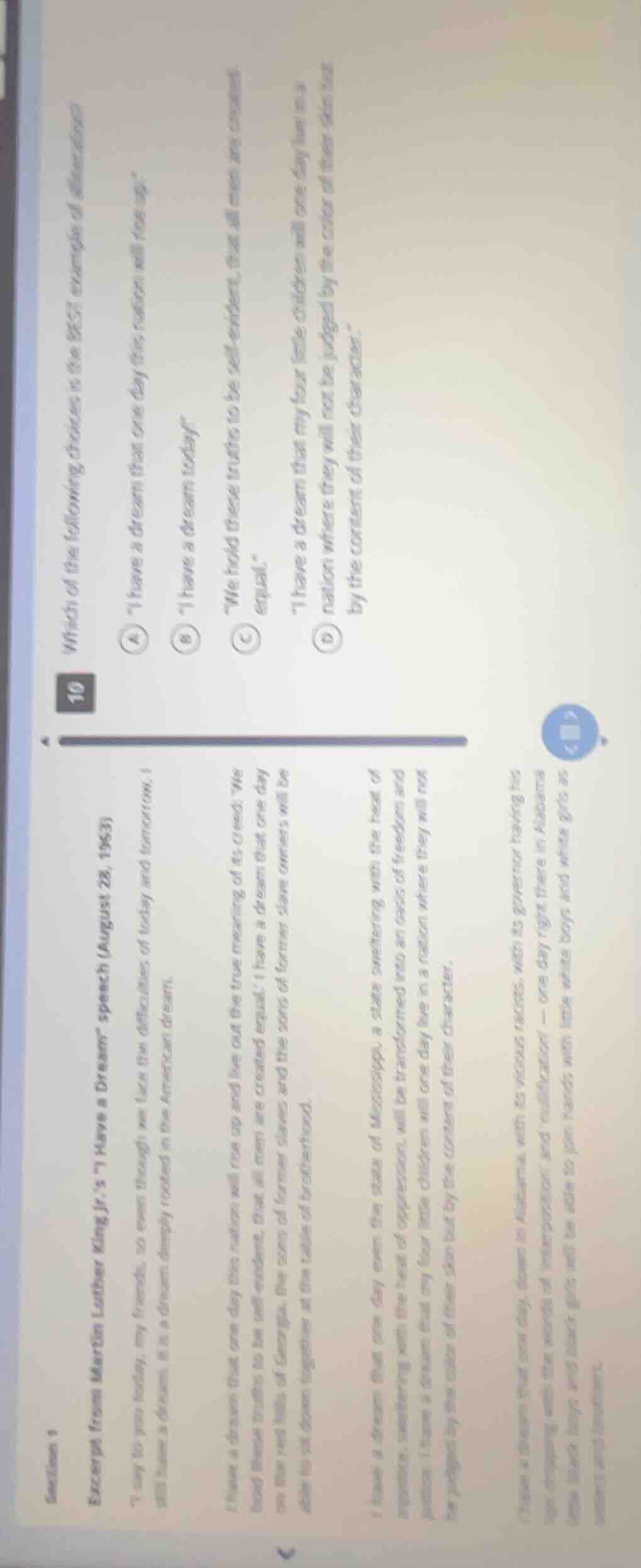 section 1excerpt from martin luther king jr.s \i have a dream\ speech (…