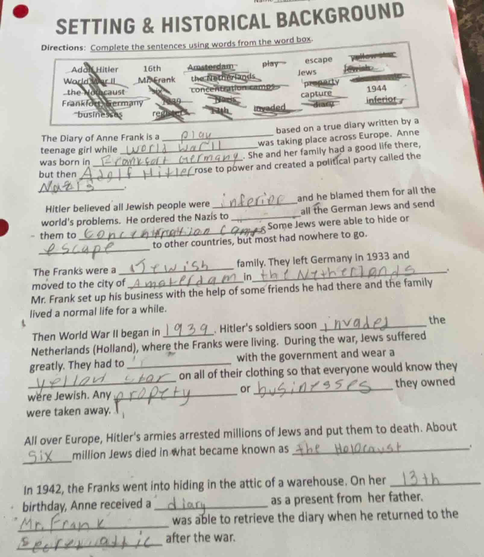 setting & historical background directions: complete the sentences usin…