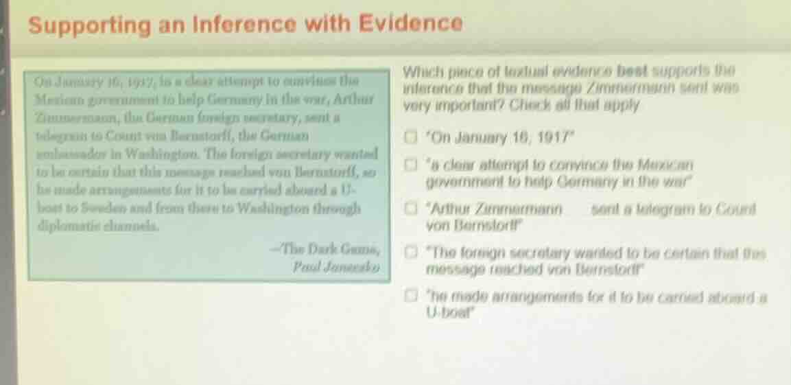 supporting an inference with evidence on january 16, 1917, in a clear a…