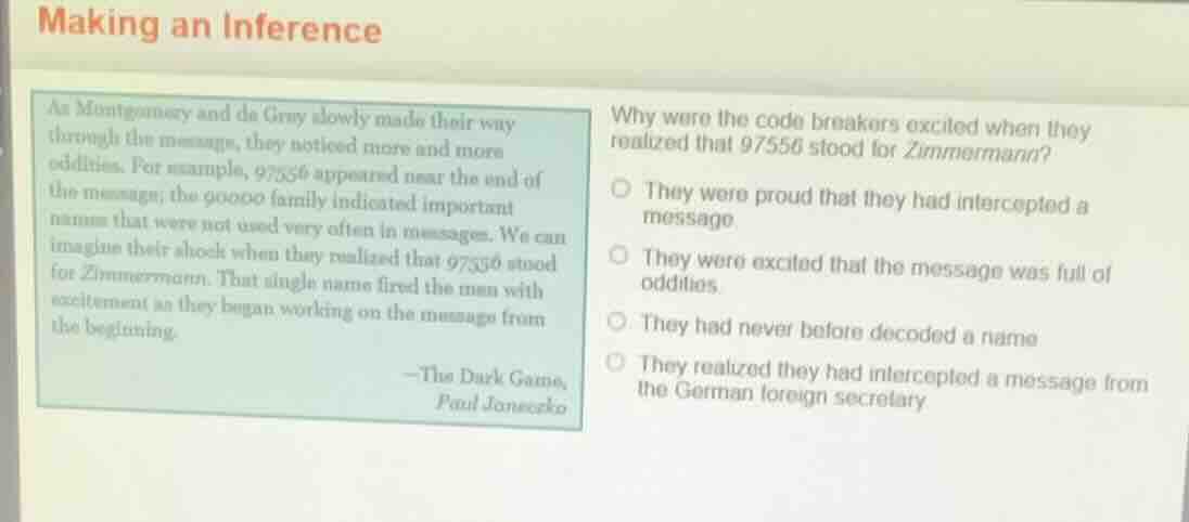 making an inference as montgomery and de grey slowly made their way thr…