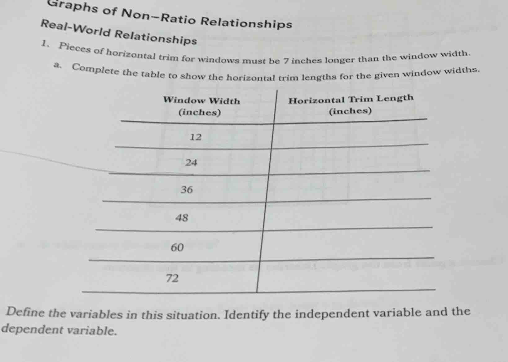 graphs of non-ratio relationships real-world relationships 1. pieces of…