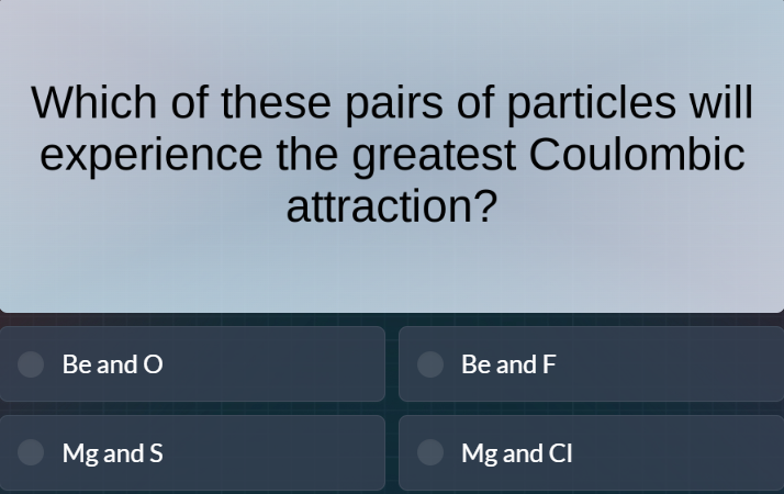 which of these pairs of particles will experience the greatest coulombi…