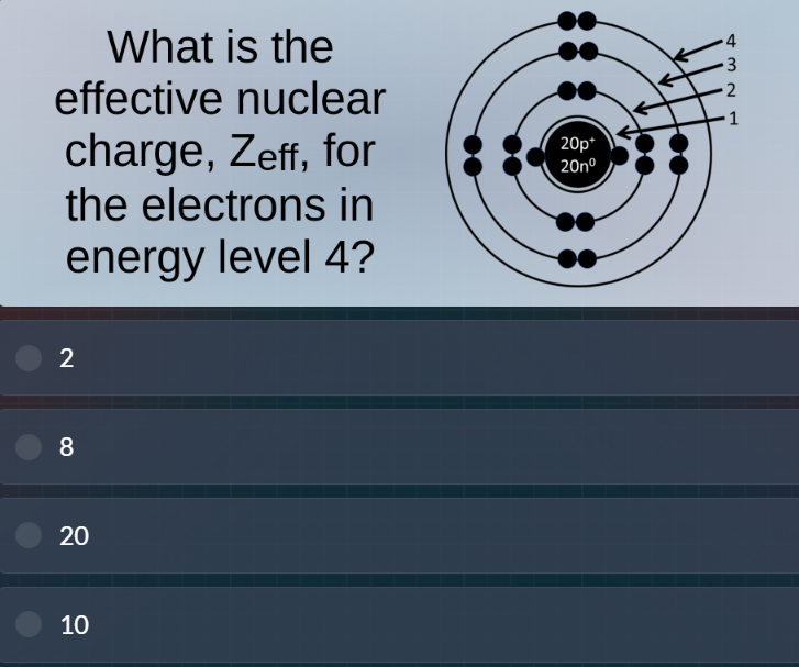 what is the effective nuclear charge, $z_{eff}$, for the electrons in e…
