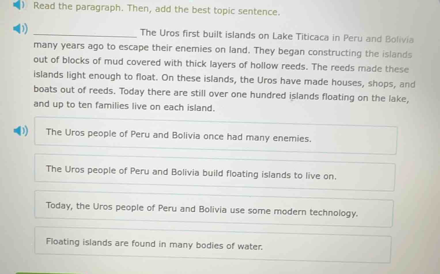 read the paragraph. then, add the best topic sentence. __________ the u…