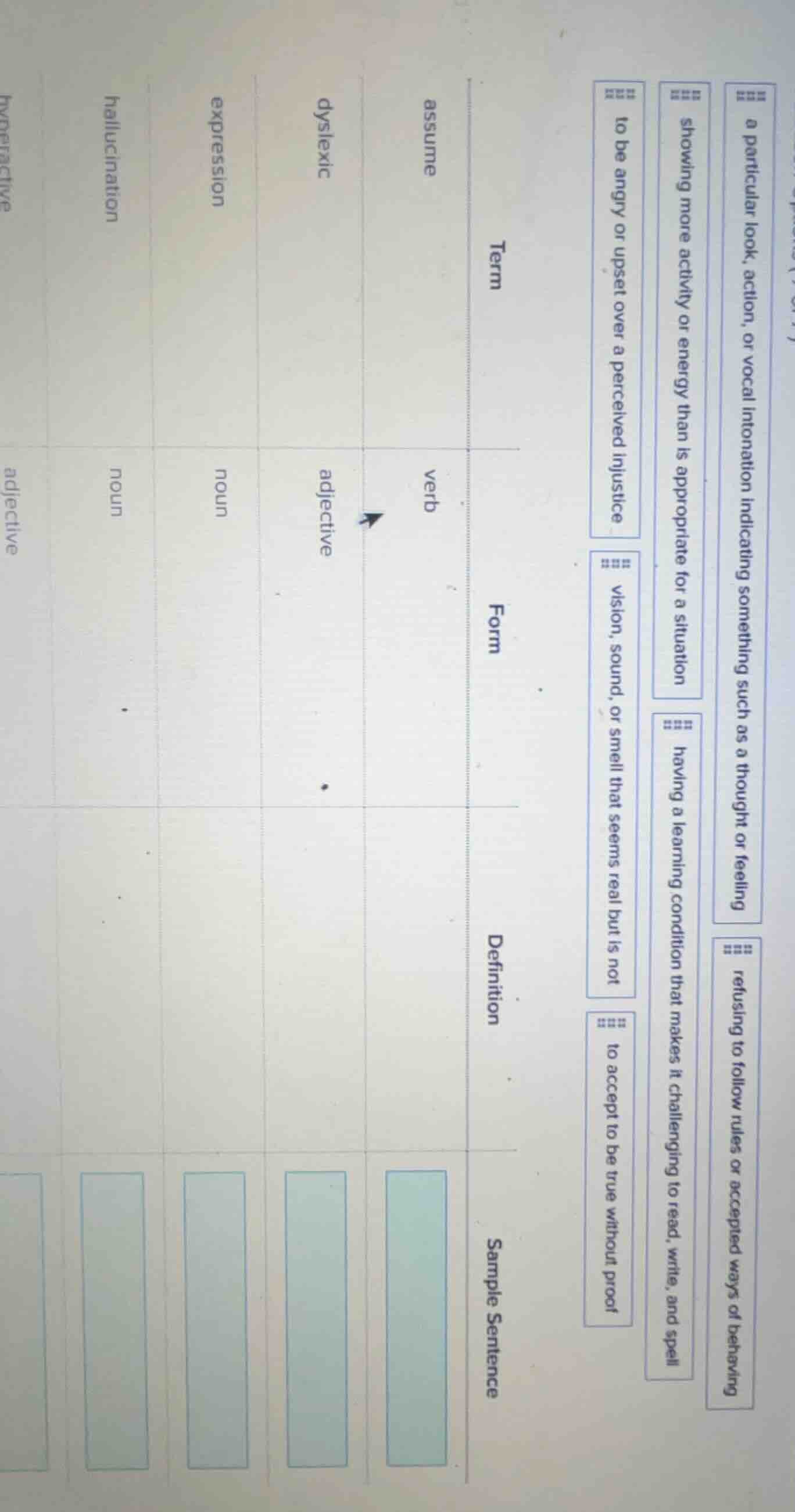 match the terms with their correct definitions, then fill in the sample…