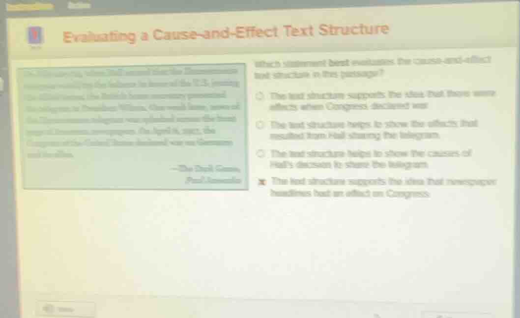 evaluating a cause-and-effect text structure on february 28, 1917, that…