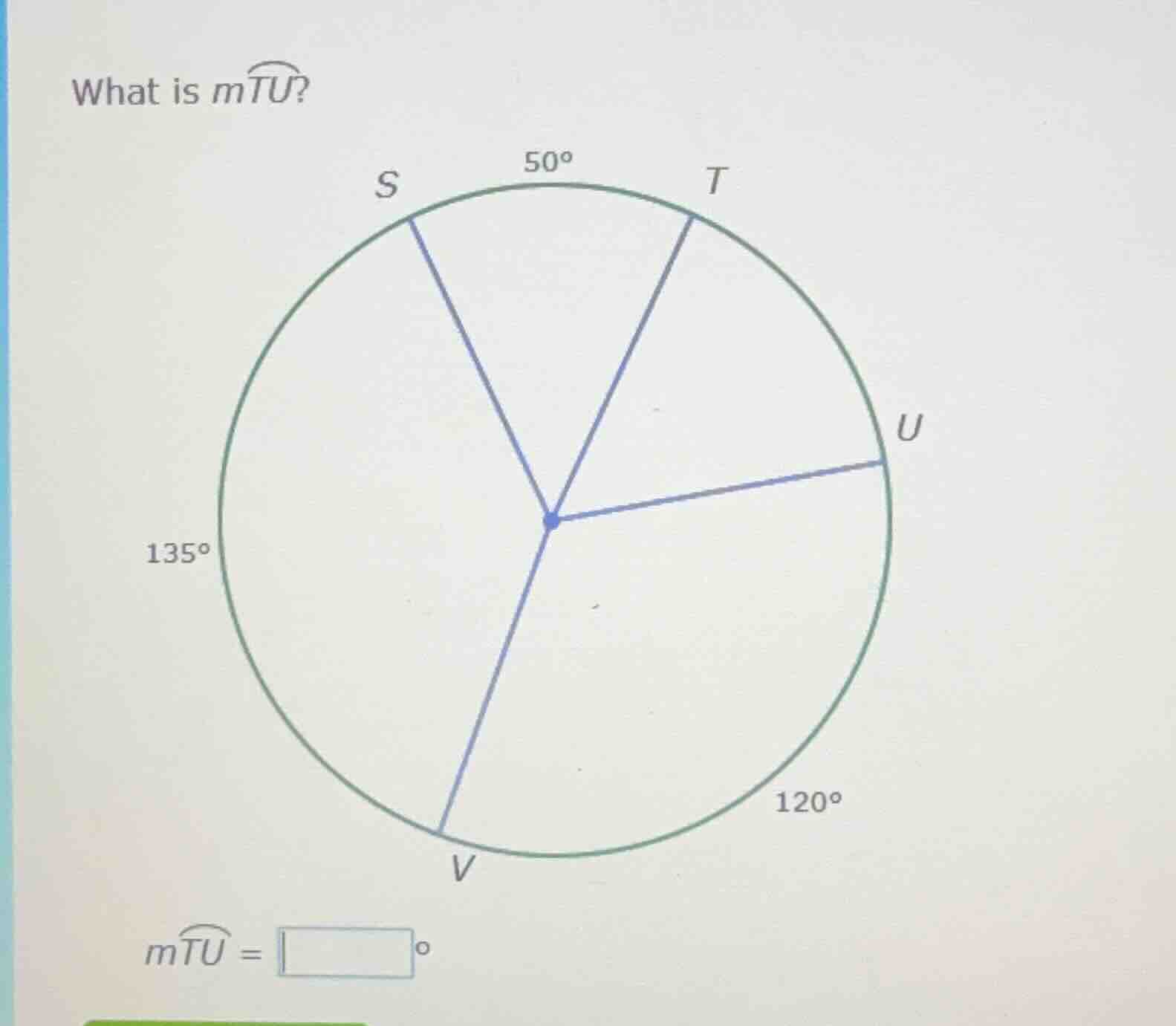 what is $mwidehat{tu}$? $mwidehat{tu} = \\square ^\\circ$ the circle ha…