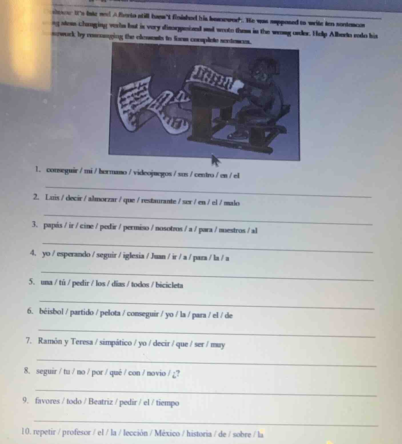 its late and alberto still hasnt finished his homework! he was supposed…