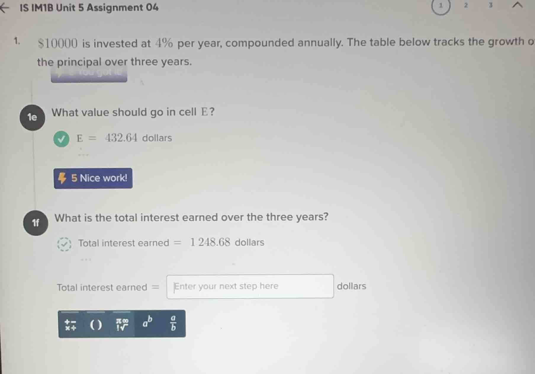 is im1b unit 5 assignment 04 1. $10000 is invested at 4% per year, comp…