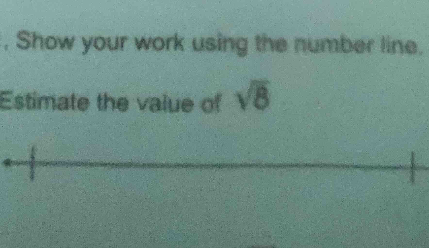 show your work using the number line. estimate the value of $sqrt{8}$
