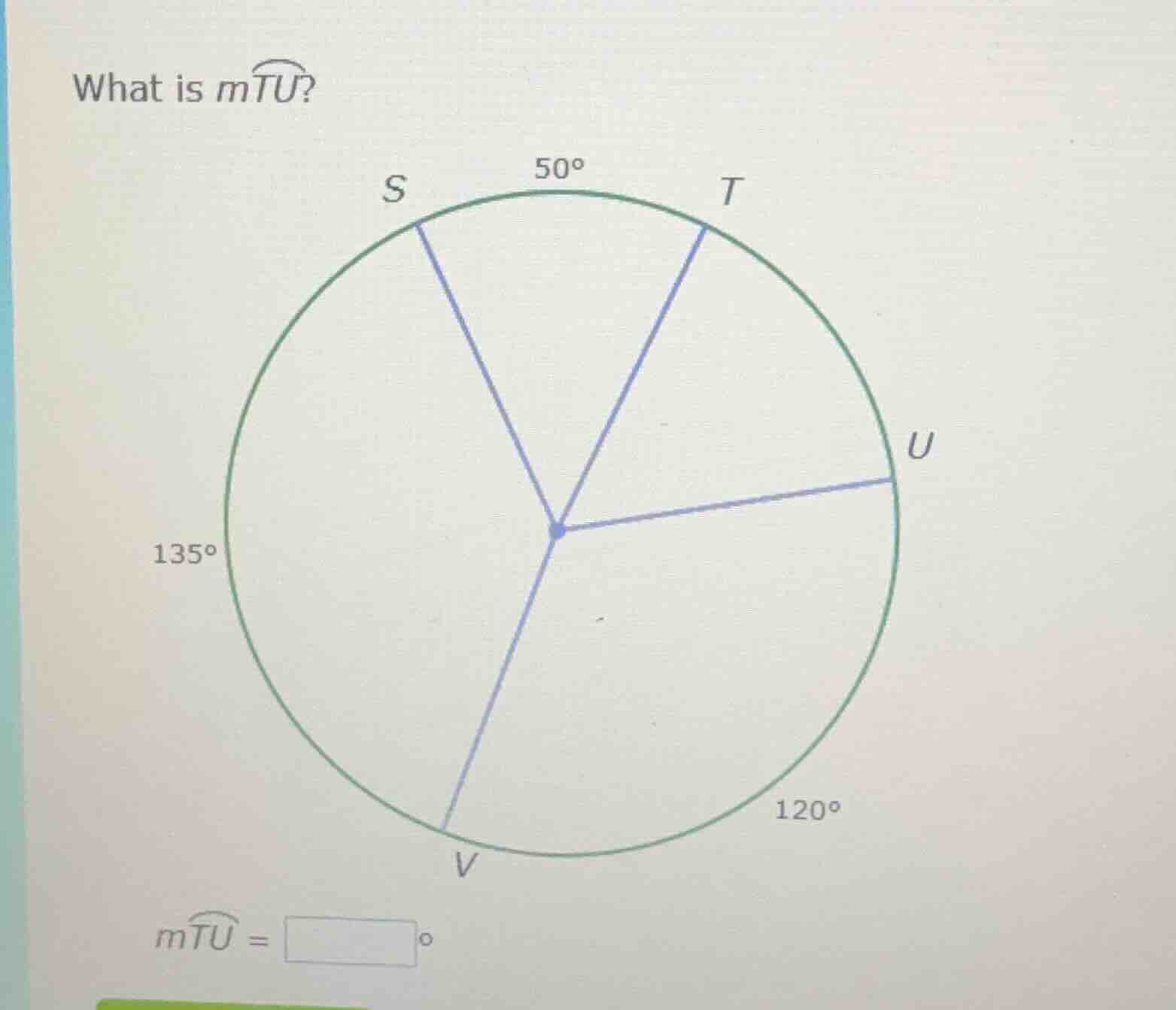 what is $mwidehat{tu}$? $mwidehat{tu} = \\square ^\\circ$ the circle ha…