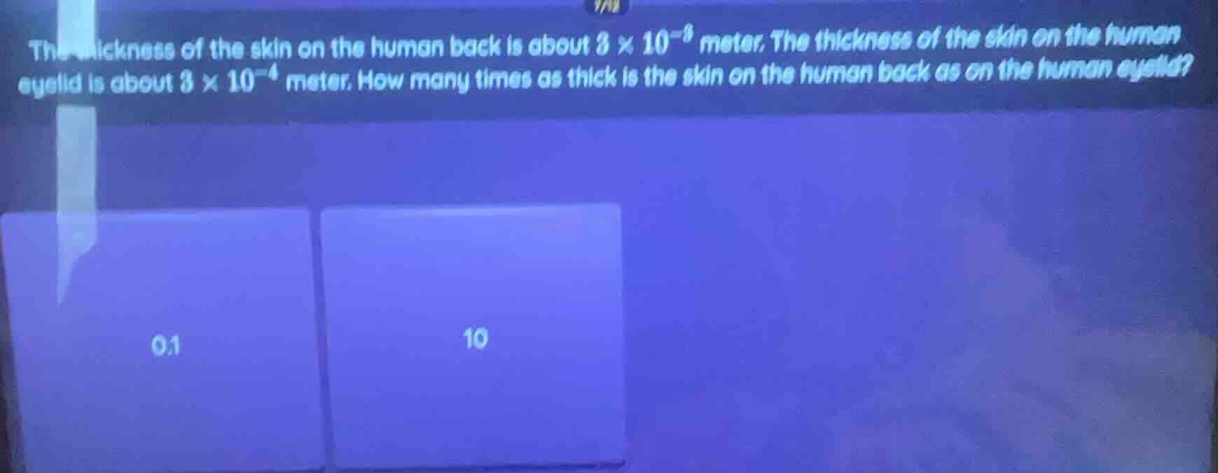 the thickness of the skin on the human back is about $3 \\times 10^{-3}…