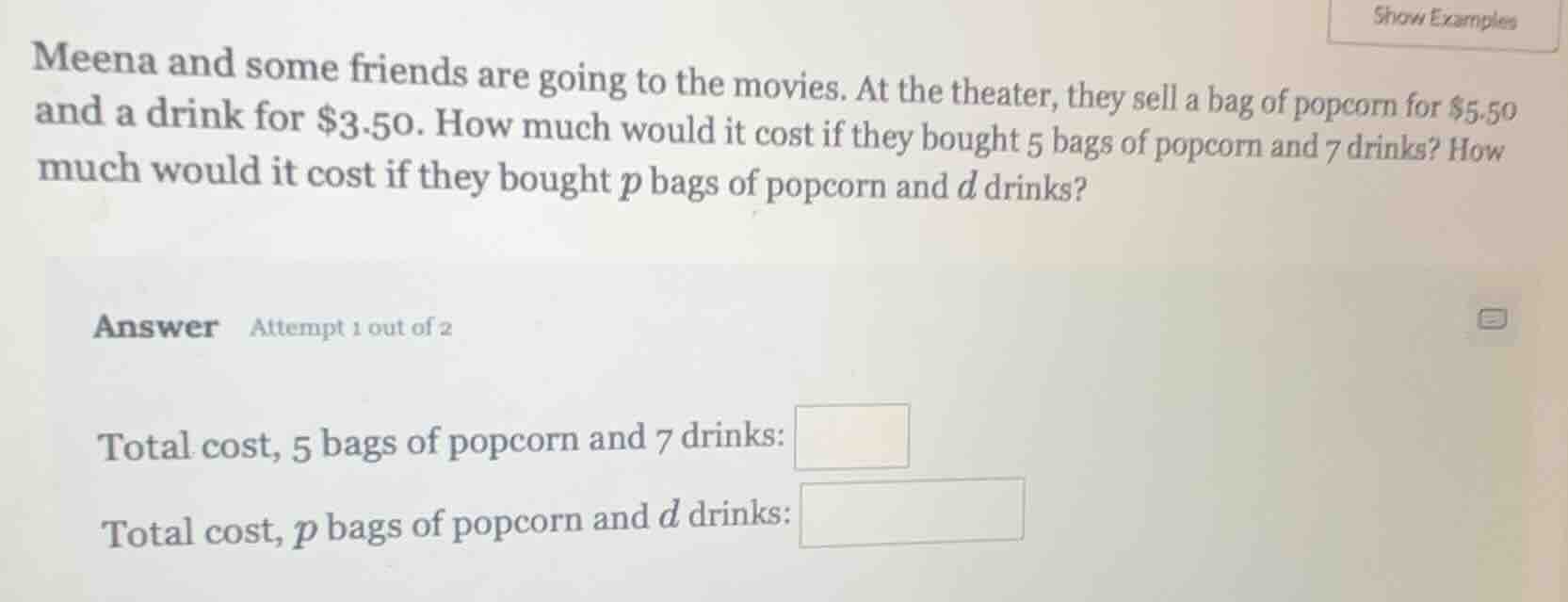 meena and some friends are going to the movies. at the theater, they se…