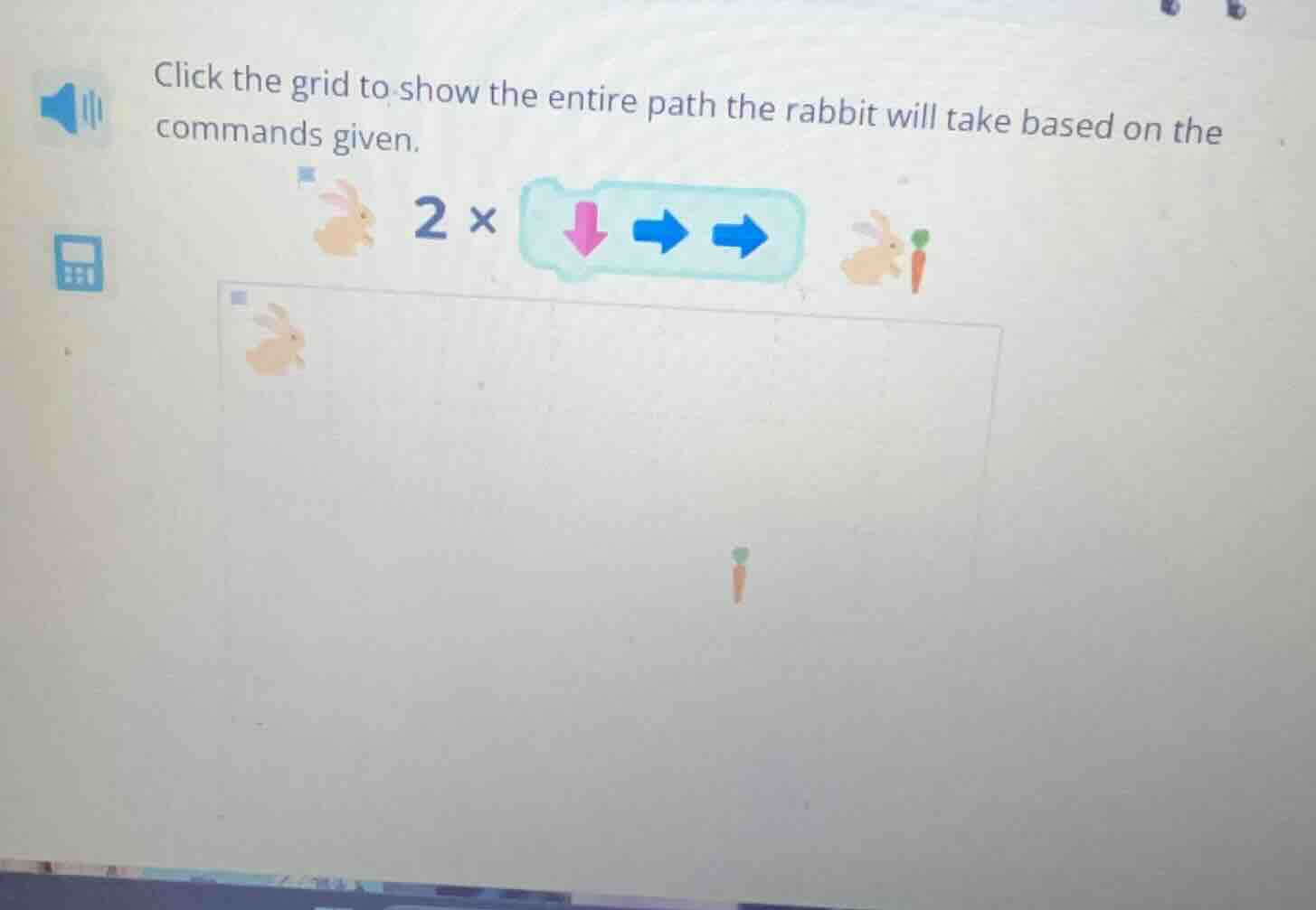 click the grid to show the entire path the rabbit will take based on th…