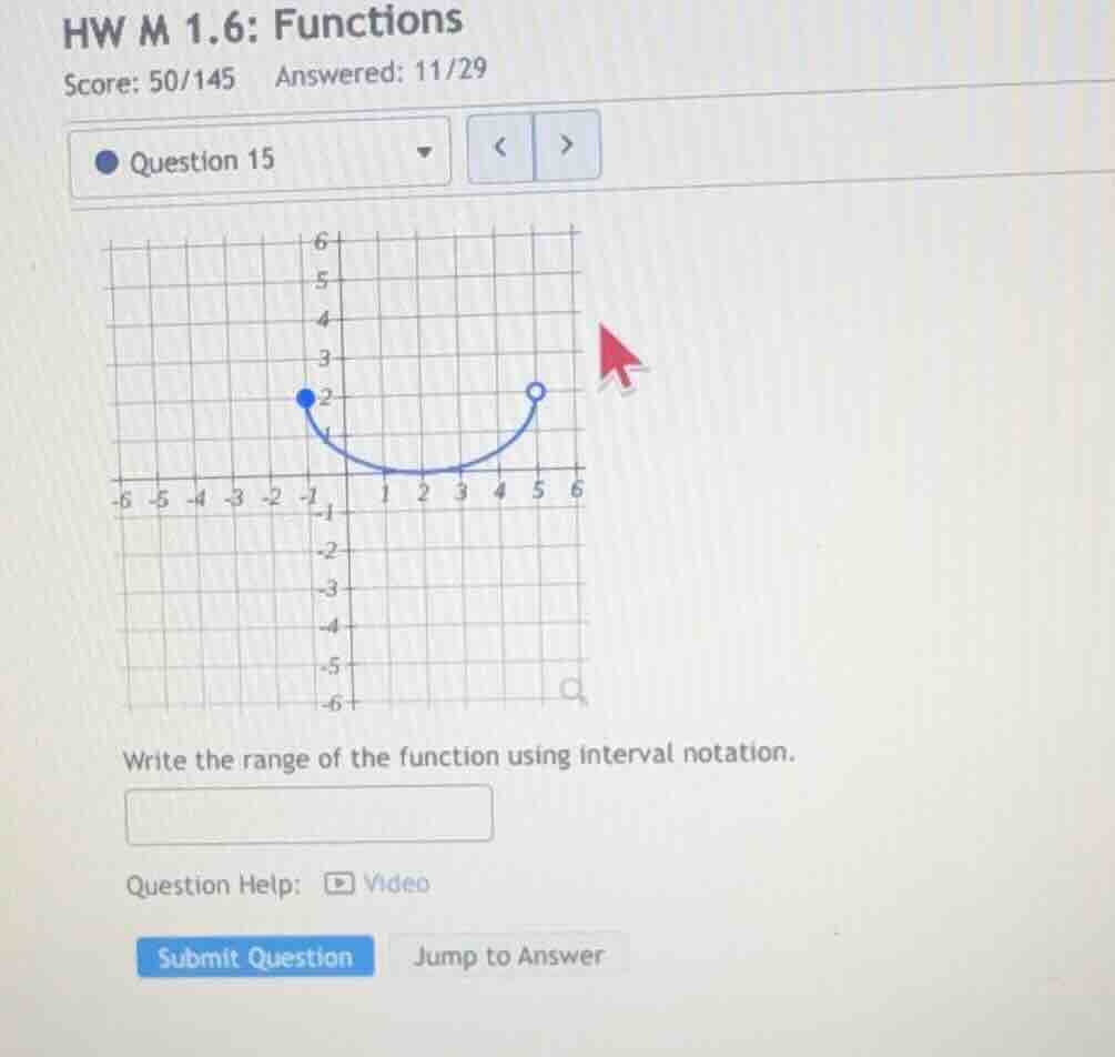 hw m 1.6: functions score: 50/145 answered: 11/29 question 15 write the…