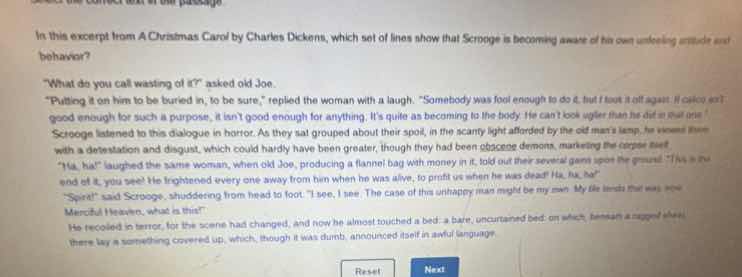 in this excerpt from a christmas carol by charles dickens, which set of…