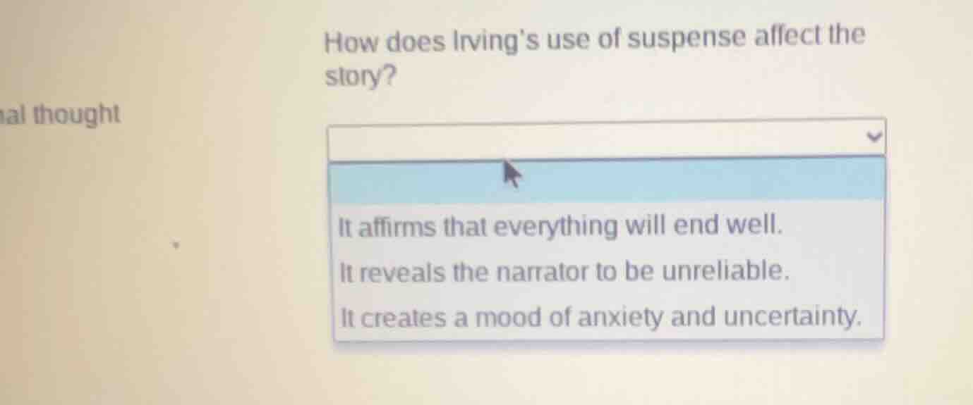 how does irvings use of suspense affect the story? it affirms that ever…